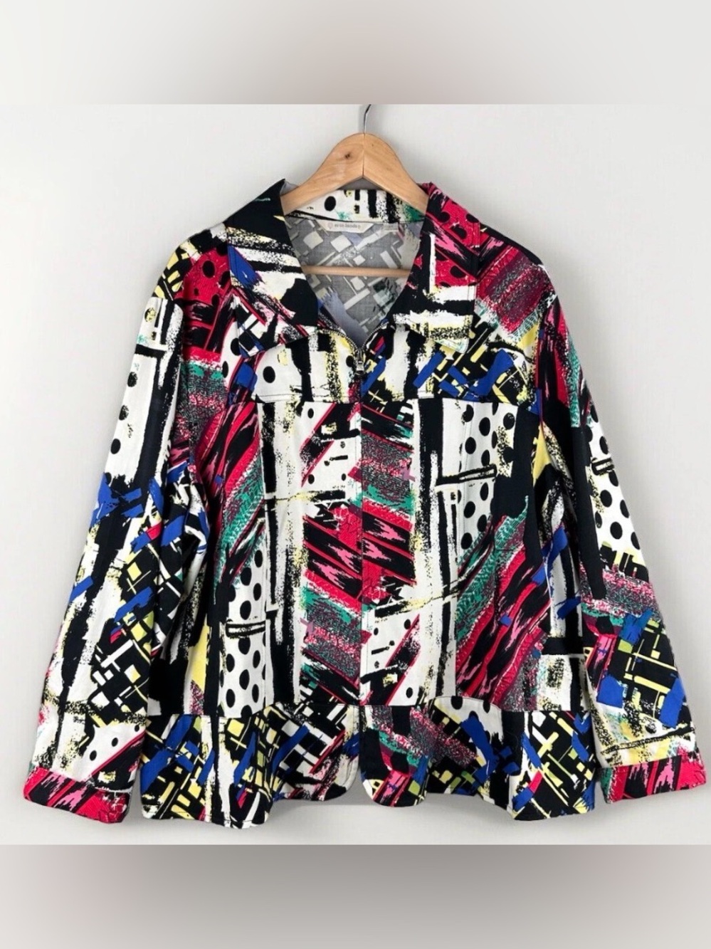 Erin London Women's Jacket Abstract Artsy Cotton Plus Size 2X Full Zip